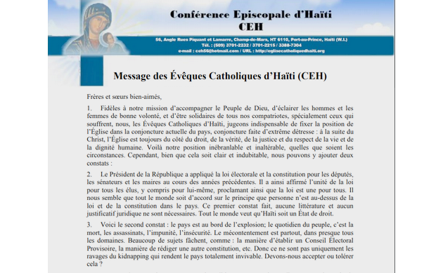 La Conférence épiscopale sermonne les acteurs politiques